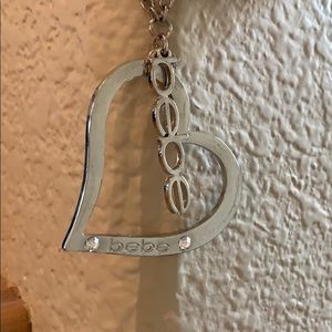 Bebe silver logo Heart Necklace with crystals